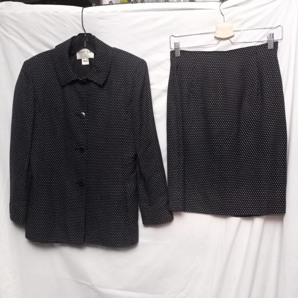 OSCAR by Oscar de la Renta Polka-dot Skirt Suit - Picture 6 of 9